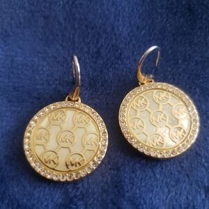 MK Monogram Yellow Gold Drop Earrings